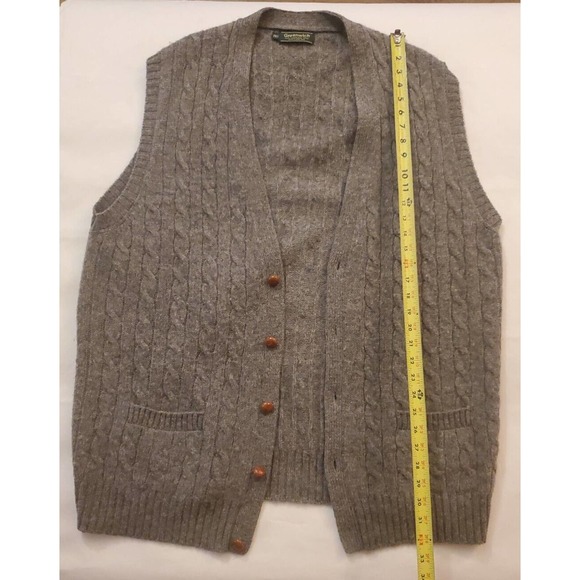 Vintage Greenwich 100% Shetland Wool ~ Gray Cardigan Sz 2XLT Fishermen Knit - Picture 6 of 9